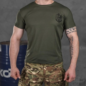 Потоотводящая мужская футболка Coolmax с принтом "Верный навсегда" олива размер 2XL