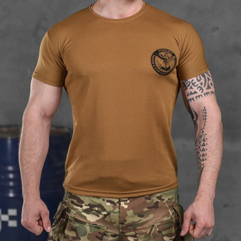 Чоловіча футболка потовідвід Bayraktar Coolmax з принтом "Розвідка" койот розмір L
