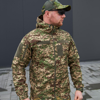 Мужская Водоотталкивающая Куртка Хищник Military "Soft Shell" с капюшоном камуфляжная размер XL