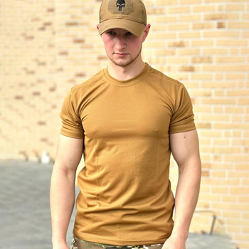 Мужская хлопковая футболка с круглой горловиной койот размер 3XL