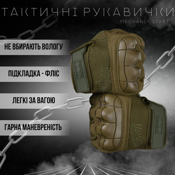 Щільні Рукавиці Mechanix Start на флісі із захисними накладками олива розмір L