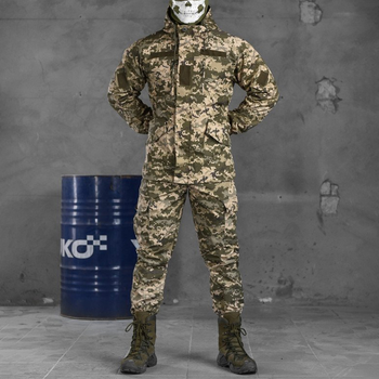 Демисезонная мужская форма Горка Rip-Stop на флисе / Комплект Куртка + Брюки с подтяжками пиксель размер XL