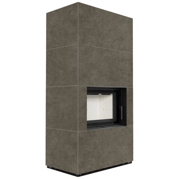 Камінна топка Kratki FLOKI BOX 8 kW Ø 160 в обудові з керамограніту FOKOS PIOMBO