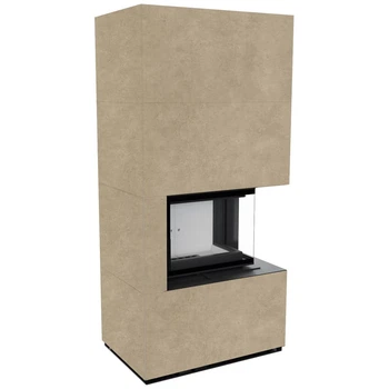 Камінна топка Kratki FLOKI BOX правий 8 kW Ø 160 в обудові з керамограніту FOKOS RENA