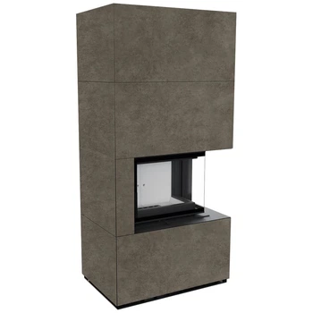 Камінна топка Kratki FLOKI BOX правий 8 kW Ø 160 в обудові з керамограніту FOKOS PIOMBO