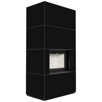 Камінна топка Kratki FLOKI BOX 8 kW Ø 160 в обудові з керамограніту NERO ASSOLUTO