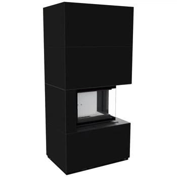 Камінна топка Kratki FLOKI BOX правий 8 kW Ø 160 в обудові з керамограніту NERO ASSOLUTO