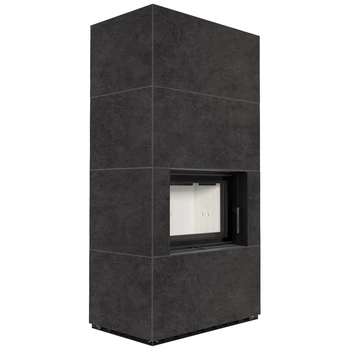 Камінна топка Kratki FLOKI BOX 8 kW Ø 160 в обудові з керамограніту FOKOS GRAFITE