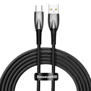 Кабель USB на Type-C Baseus Glimmer 100W (2 метри, з підсвічуванням, передача даних, швидка зарядка) - Чорний