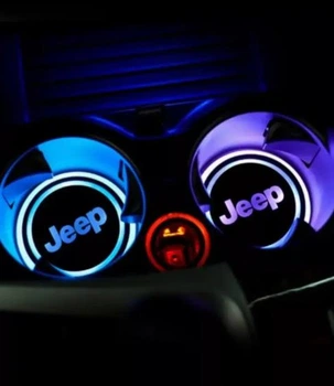 LED підсклянники в авто з логотипом Jeep, 2шт
