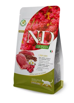 Сухой беззерновой корм Farmina N&D Urinary для взрослых кошек, профилактика мочекаменной болезни, утка, киноа, клюква и ромашка, 1.5 кг