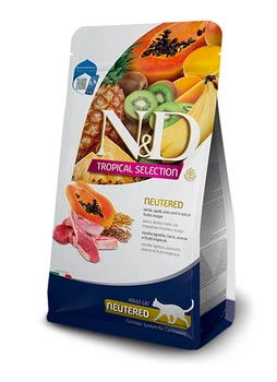 Низкозерновой сухой корм Farmina N&D Tropical Neutered для стерилизованных кошек с ягненком и фруктами, 10 кг