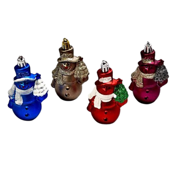 Ялинкові новорічні іграшки "Snowman" МАГІЧНА-НОВОРІЧНА M47959 пластикові 8 см у наборі 6шт