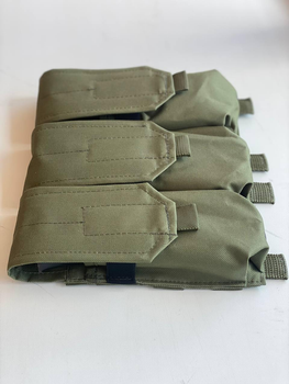 Подсумок тройной для магазинов АК закрытый с MOLLE(Олива)