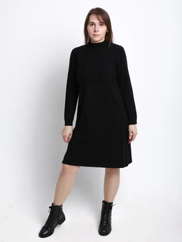 Платье женское черное воротник стойка с косами 8036-4 ONE SIZE