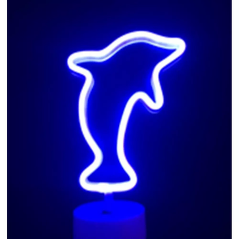 Неоновый светильник Neon Lights "Дельфин" Ночник LED лампа настольная от USB и 3хАА Синий