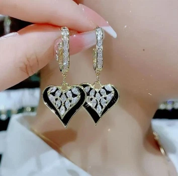 Серьги бижутерия Два сердца jeweston Золотые