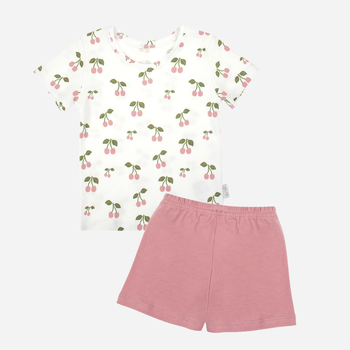 Дитячий літній комплект (футболка + шорти) для дівчинки Nicol 204037 116 см Білий/Рожевий (5905601020431)