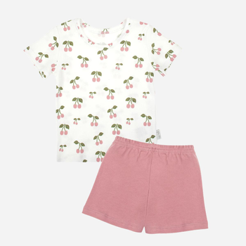 Дитячий літній комплект (футболка + шорти) для дівчинки Nicol 204037 128 см Білий/Рожевий (5905601020455)