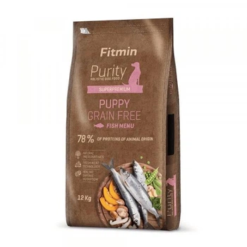 Беззерновий сухий корм Fitmin dog Purity GF Puppy Fish для цуценят, вагітних і лактуючих самок усіх порід собак з рибою 12кг