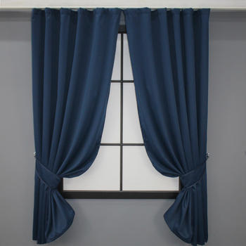 Комплект штор коротких VR-Textil Блекаут Midnight № 1164ш Темно-синій 140х170 см 2 шт (35-0011)