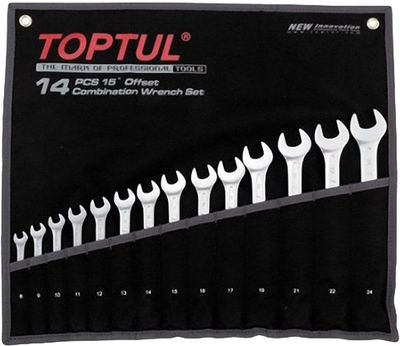 Набор комбинированных ключей Toptul Hi-Performance 8-24 мм 14 предметов (GPAX1402)