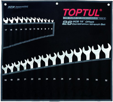 Набір комбінованих ключів Toptul Hi-Performance 6-32 мм 26 предметів (GPAX2601)