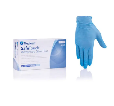 Перчатки нитриловые Medicom SafeTouch Advanced Slim синие M 100 шт
