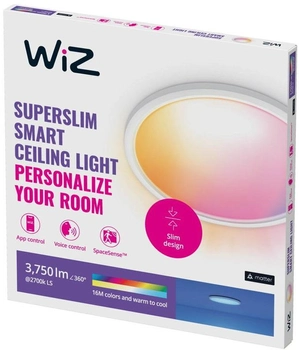 Світлодіодний стельовий світильник WIZ SuperSlim smart ceiling lamp RGB 32 Вт 54.5 см білий (8720169072657)