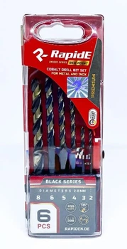 Набір кобальтових свердлів по металу RapidE RED POINT 6шт Black Series (2,3,4,5,6,8) (НФ-00001595-13)