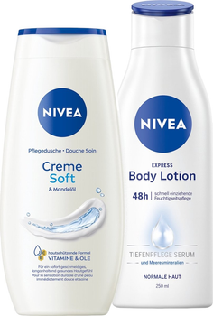 Набір косметики для догляду Nivea Soft Moments Гель для душу 250 мл + Лосьйон для тіла 250 мл (4005900950932)