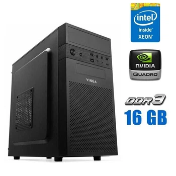 Ігровий ПК Vinga CS112B Tower NEW / Intel Xeon E3-1240 v3 (4 (8) ядра по 3.4 - 3.8 GHz) (аналог i7-4770) / 16 GB DDR3 / 256 GB SSD / nVidia Quadro P400, 2 GB GDDR5, 64-bit б/в
