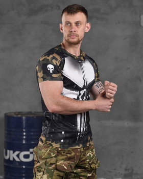 Армейская мужская потоотводящая футболка С Черепом XL черная+мультикам (86424)