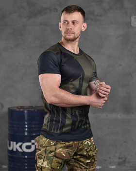 Армейская мужская потоотводящая футболка С Черепом 2XL олива (86426)