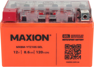 АКБ мото гелевый 12V 8,6-А/Ч L+ (Maxion) (150х87х94) YTZ10S GEL