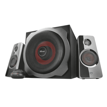 Колонки 2.1 Trust GXT 38 Tytan Ultimate Bass, Black, 60W (2x15W + 30W), проводний пульт управління гучністю з роз'ємом для наушників і можливістю лінійного підключення, регулятори гучності і низької частоти на сабвуфері (19023)