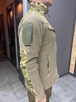 Армейская Кофта флисовая WOLFTRAP, теплая, размер XXL, Олива, вставки Мультикам на рукава, плечи, карманы