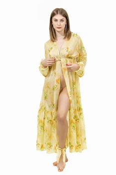Халат пляжный женский в пол из шифона 98-беж One size (S-L) Разноцветный (2000012483011)