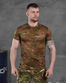 Тактическая мужская потоотводящая футболка с Гербом Украины 2XL мультикам (86496)