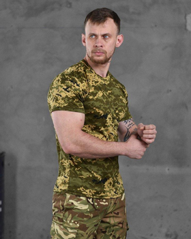 Тактическая мужская потоотводящая футболка с Гербом Украины XL пиксель (86494)