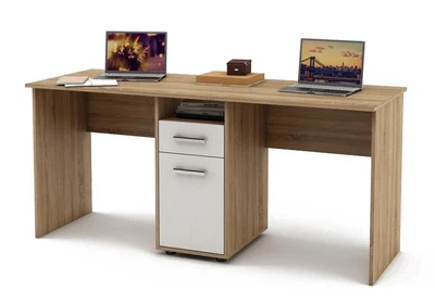 Комп'ютерний стіл із тумбою для 2 дітей Kidsbunkbed 164 х 60 х 75 см дуб сонома білий