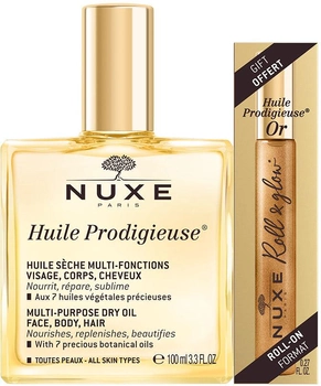 Zestaw kosmetyków do pielęgnacji Nuxe Huile Prodigiuse Olej suchy 100 ml + Olej suchy 8 ml (3264680036637)