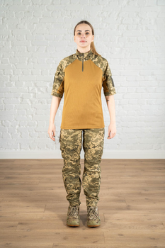 Жіноча армійська форма убакс короткий рукав та штани з кишенями CoolMax ріп-стоп standart Піксель Койот (630) , 2XL