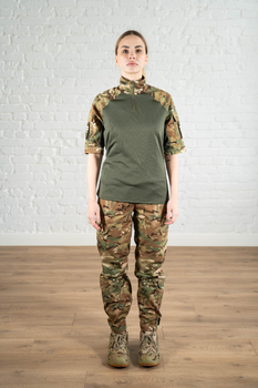 Военная женская форма убакс короткий рукав и штаны с карманами CoolMax рип-стоп standart Мультикам Олива (628) , XL