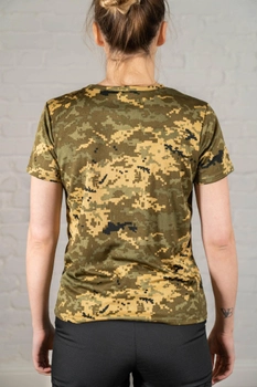Жіноча армійска футболка CoolMax камуфльована Піксель (664) , M