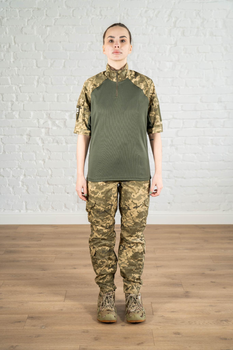 Жіноча військова форма убакс короткий рукав та штани з кишенями ріп-стоп CoolMax standart Піксель Олива (631) , 3XL