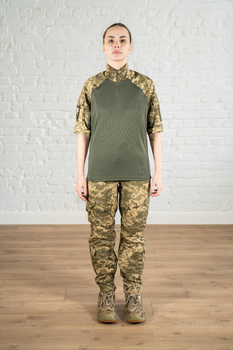 Жіноча військова форма убакс короткий рукав та штани з кишенями ріп-стоп CoolMax standart Піксель Олива (631) , S