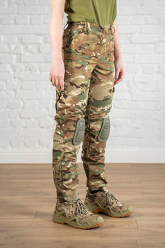Військові жіночі штани зі вставними наколінниками ріп-стоп Мультикам Олива (672) , 2XL