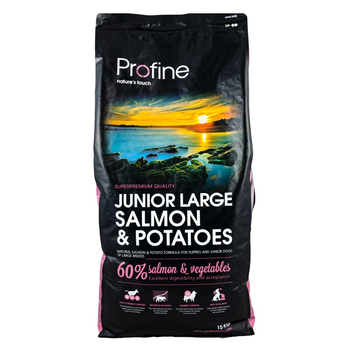 Profine Сухой корм для щенков и молодых собак крупных пород Junior Large Salmon с лососем и картофелем