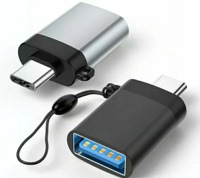 Адаптер перехідник OTG USB Type-c 3.0 із шнурком для Android та для iPhone 15 серії Чорний